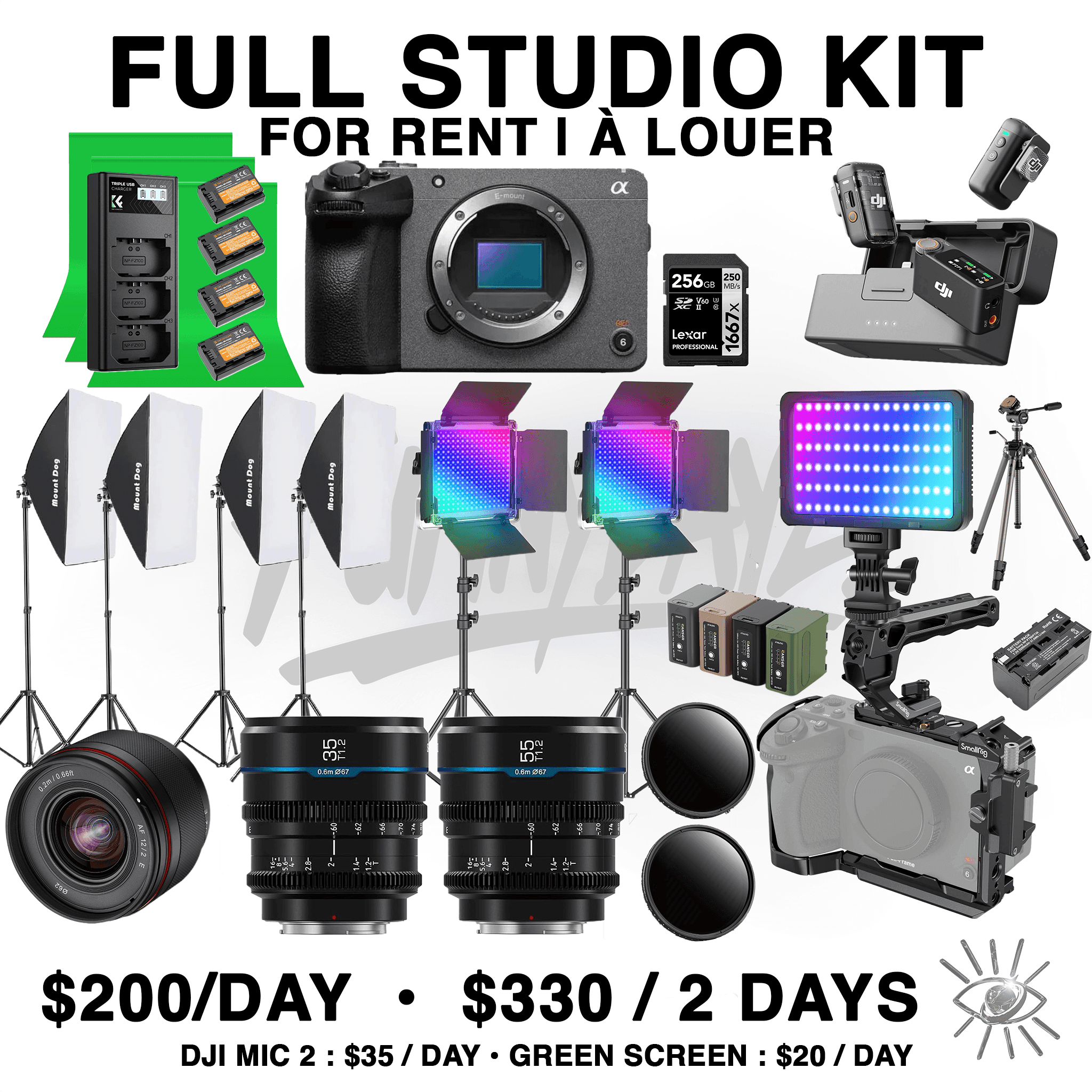 Sony FX30 + 3 lens + lighting